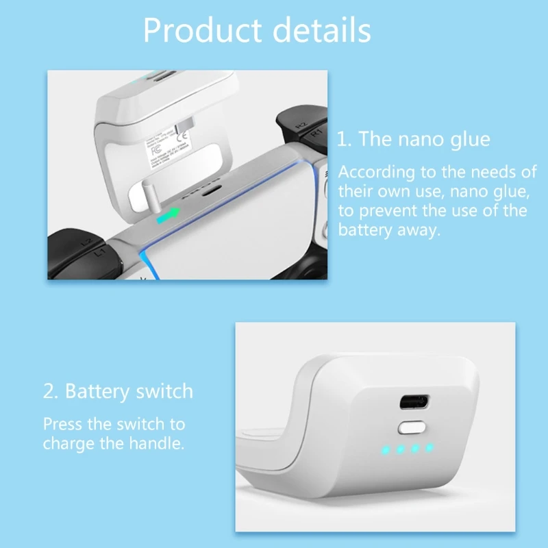 Беспроводной контроллер зарядное устройство для PS5 съемный компактный порт