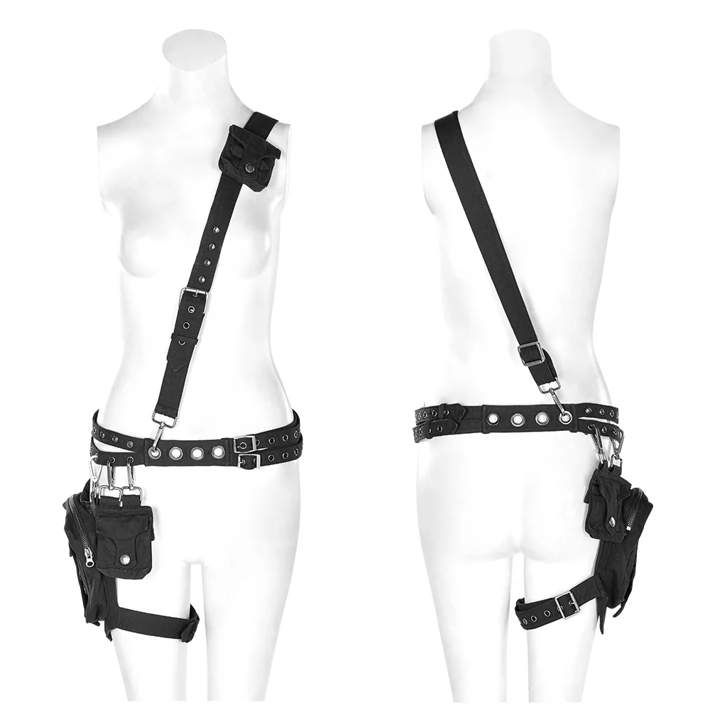 Женская поясная сумка из ПУ кожи с металлической пряжкой в стиле панк|Женские