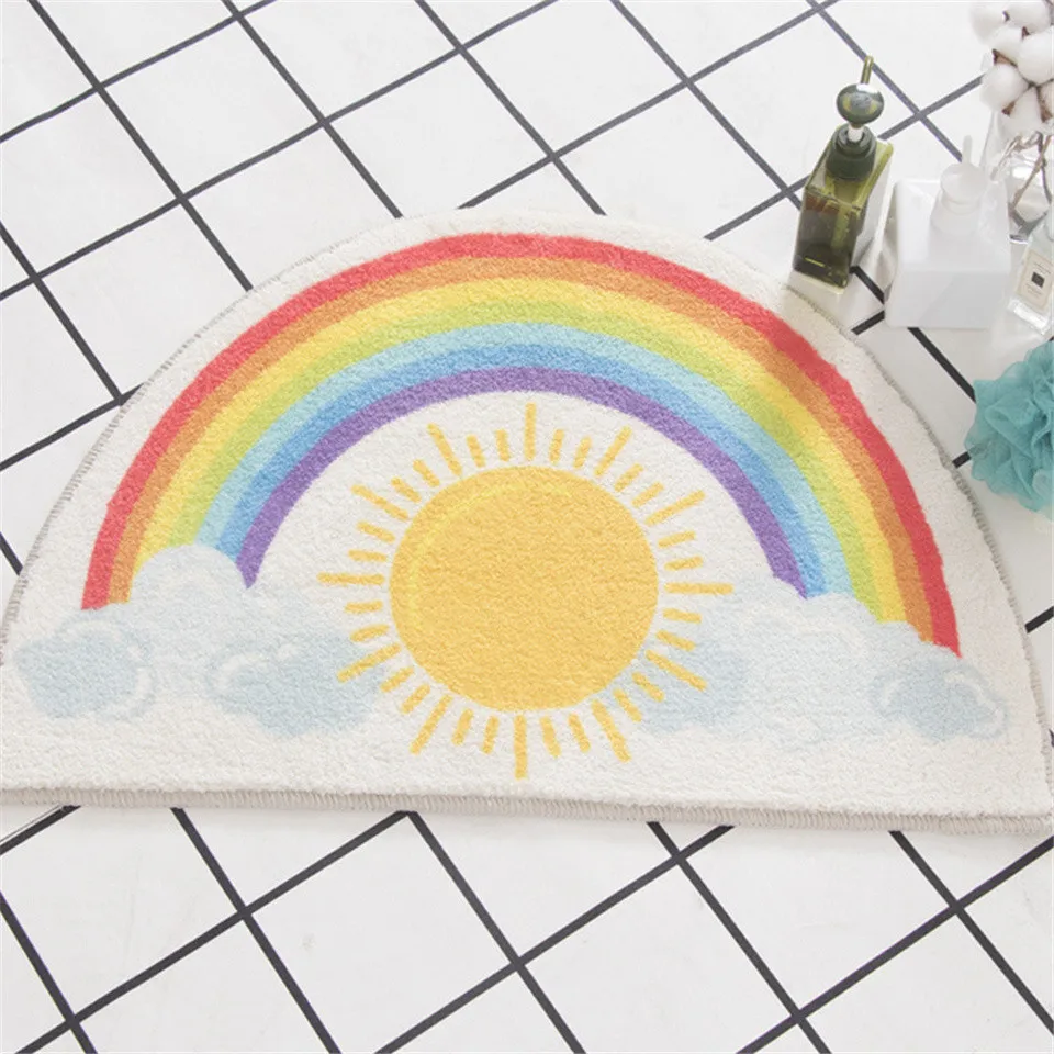 Полукруглый Радужный коврик для ванной комнаты с мультяшным рисунком