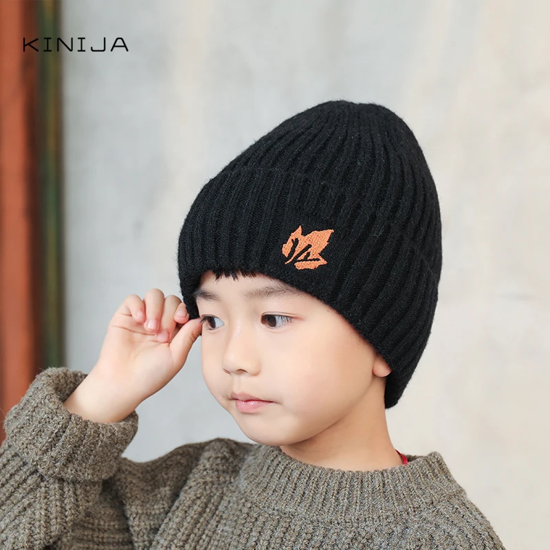 Детская шапка зимняя вязаная плюшевая утолщенная Теплая эластичная пуловер и