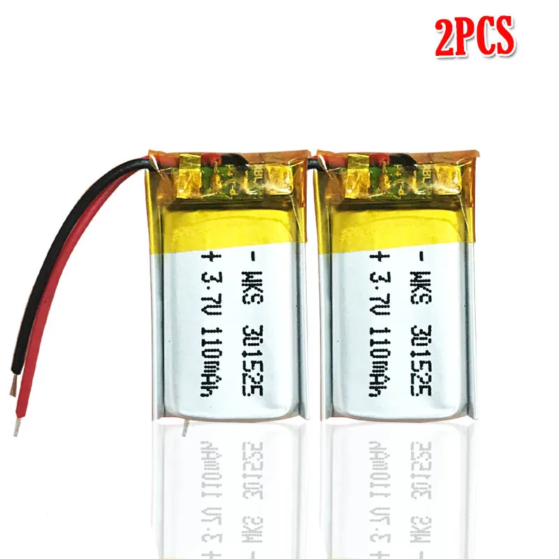 3,7 V 110mAh 301525 ithium полимерный аккумулятор для gps psp MP3 MP4 MP5 DVD маленькие игрушки батарея Bluetooth гарнитура литий-ионный аккумулятор - Цвет: 2pcs