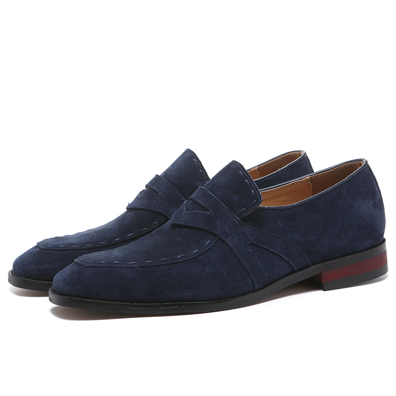 

Autumn Men Formal Pointed Toe Wedding Shoes Man Fashion Comfortable Suede Loafers Luxury Designer Business Shoes Plus Size 38-48
