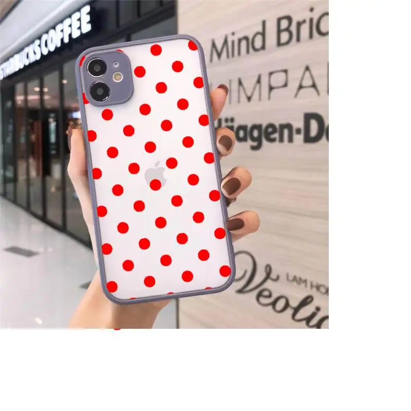 

Polka Dot Love Heart luxury Phone Cases fundamatte transparent For iphone 7 8 11 12 plus mini x xs xr pro max cover