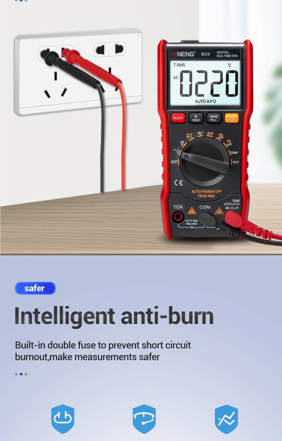 ANENG M20 мультиметр цифровой тестер 6000 отсчетов digital multimeter цифровой Мультиметр токовые клещи transistor tester esr тестер транзисторов амперметр автоматический dc dc мультиметры цифровые конденсатор тестор