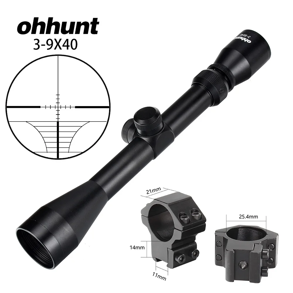 with Dovetail Rings Ohhunt 3-9X40 охотничий Воздушный прицел для винтовки провод дальномер Сетка арбалет или Mil точка прицел тактический оптический прицел - Цвет: with Dovetail Rings