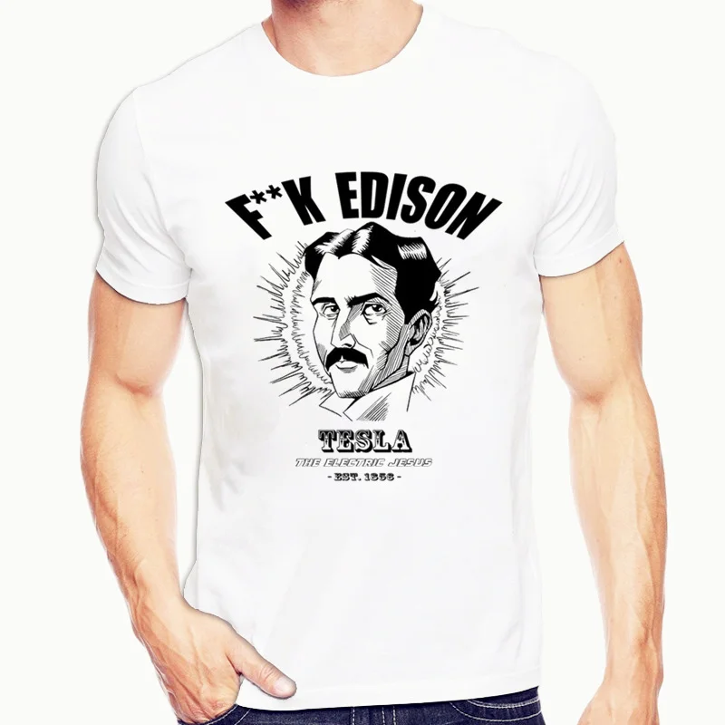 Мужская футболка в стиле Харадзюку Nikola Tesla с рисунком хип хоп|Мужские футболки| |