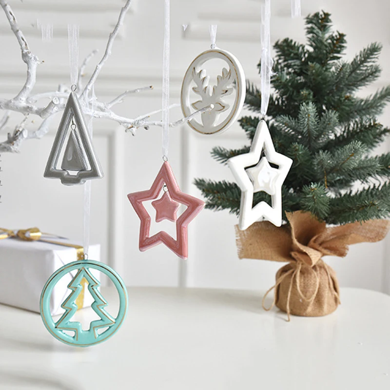 

Ceramic Pendant Christmas Star Snowman Hollow Candle Holder Desktop Decoration Pendant Christmas Series Christmas Elk Decoration