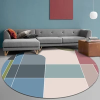 washable geometric round large carpet rugs parlor floor mats carpets for living room bedroom modern non slip kids play area rugs