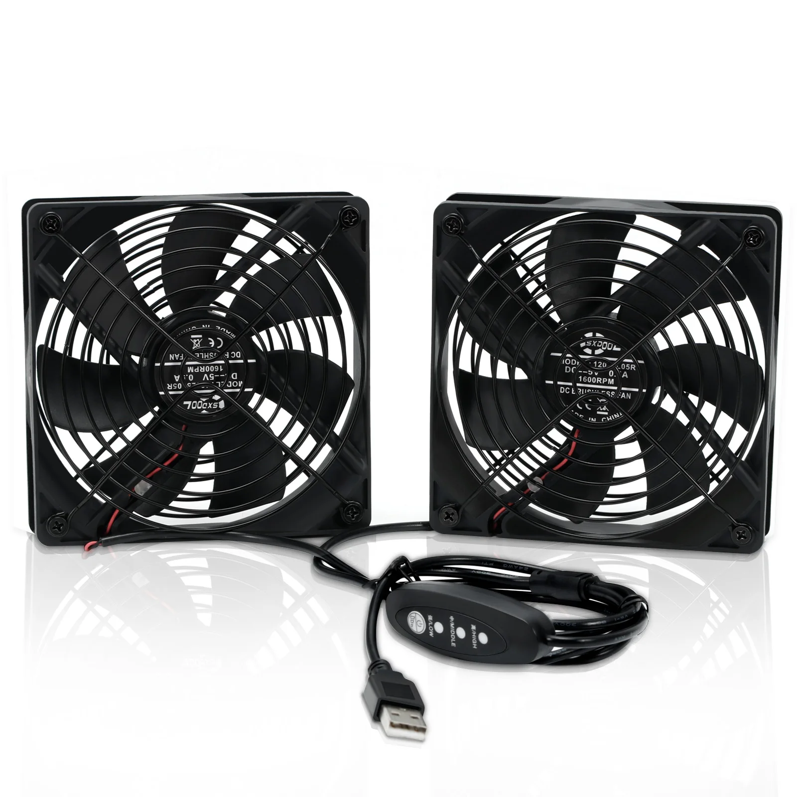Ventilador de Refrigeração do Computador Playstation do Roteador do fã da Caixa da Tevê de Xbox Usb com Controlador de Velocidade para o Receptor Duplo Mini Dvr 120mm dc 5v