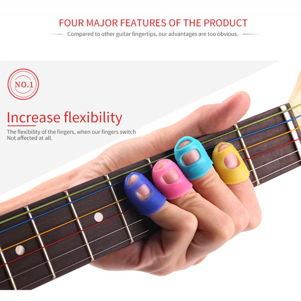 

Finger Protectors Guitar Silica Gel Fingertip Caps for Guitar Ukulele Beginners 4pcs/set