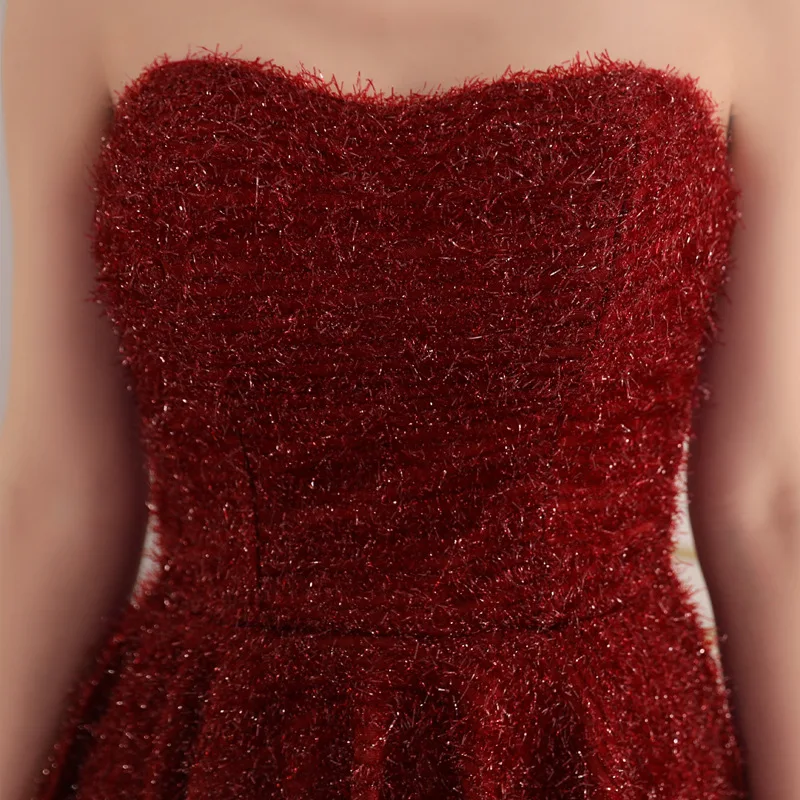 

It's Yiiya Strapless Prom Dresses Burgundy Short Party Gowns For Girls Vestidos De Fiesta Largos Elegantes De Gala K248