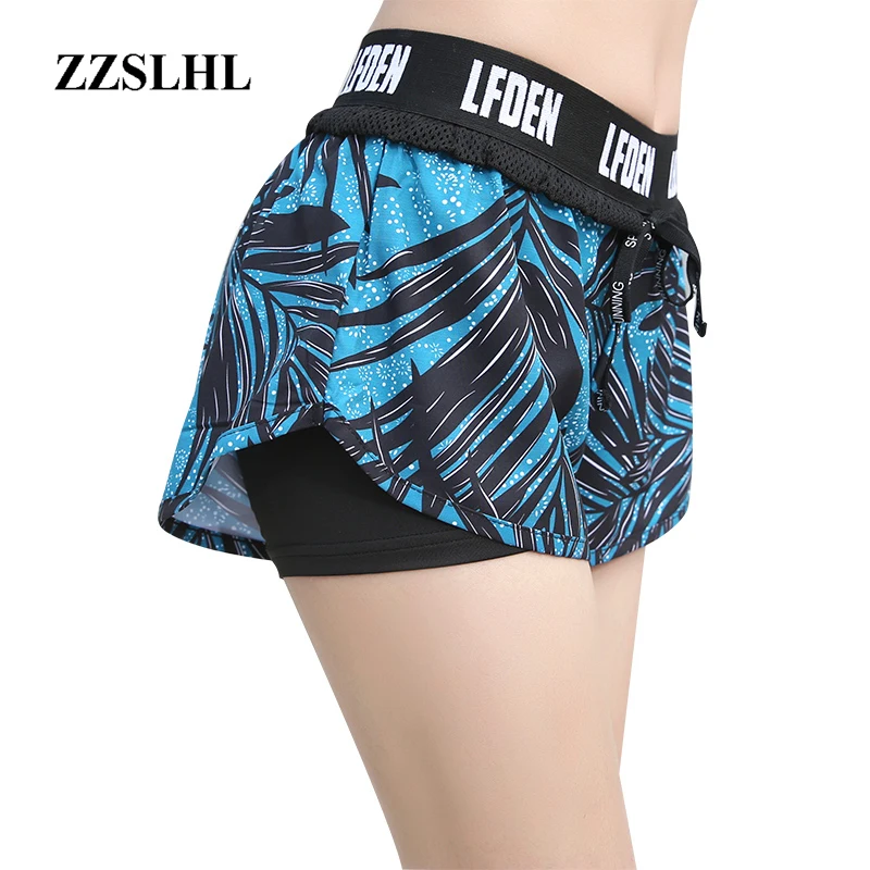 

2 в 1 летние шорты для йоги с дышащей сеткой спортивная женские короткие бег спорт Фитнес бег Темный мило DK628 Короткие Тренажерный Зал