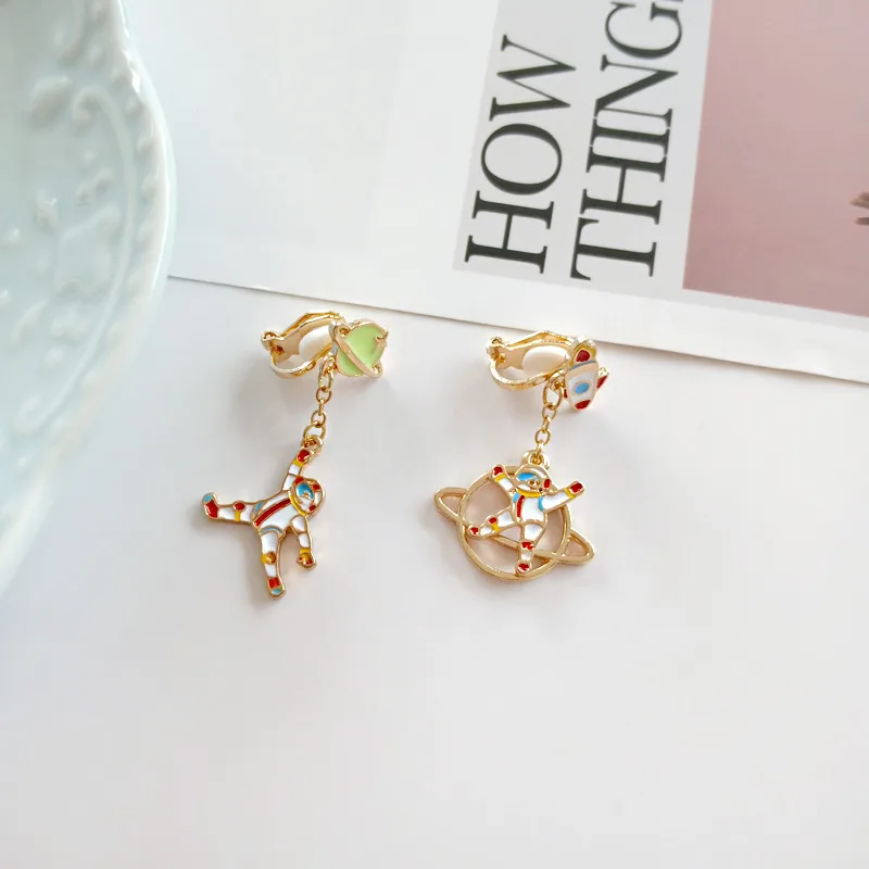 XQ новые женские серьги из сплава асимметричный космический корабль длинные с