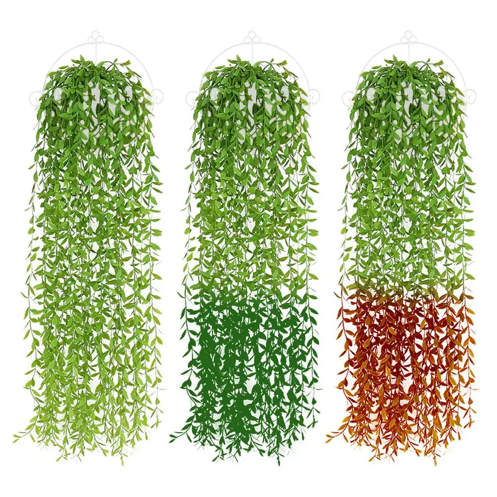 

5pcs 100cm Artificial Willow Green Vines Fake Willow Leaves Garland Wall Hanging Home Decor For Wall Door Swing Window Wedding