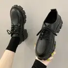 Женские кроссовки на платформе, черные ботинки в стиле панк на высоком каблуке, увеличивающие рост, с круглым носком, на массивной подошве