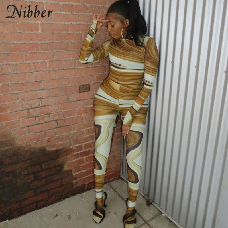 Модный комбинезон Nibber Y2K в стиле High-Street полоску с художественным принтом