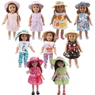 Юбка без рукавов с круглым вырезом и шляпкой, рубашка, костюм для 18-дюймовой куклы-реборн 43 см, американские женские платья, игрушки
