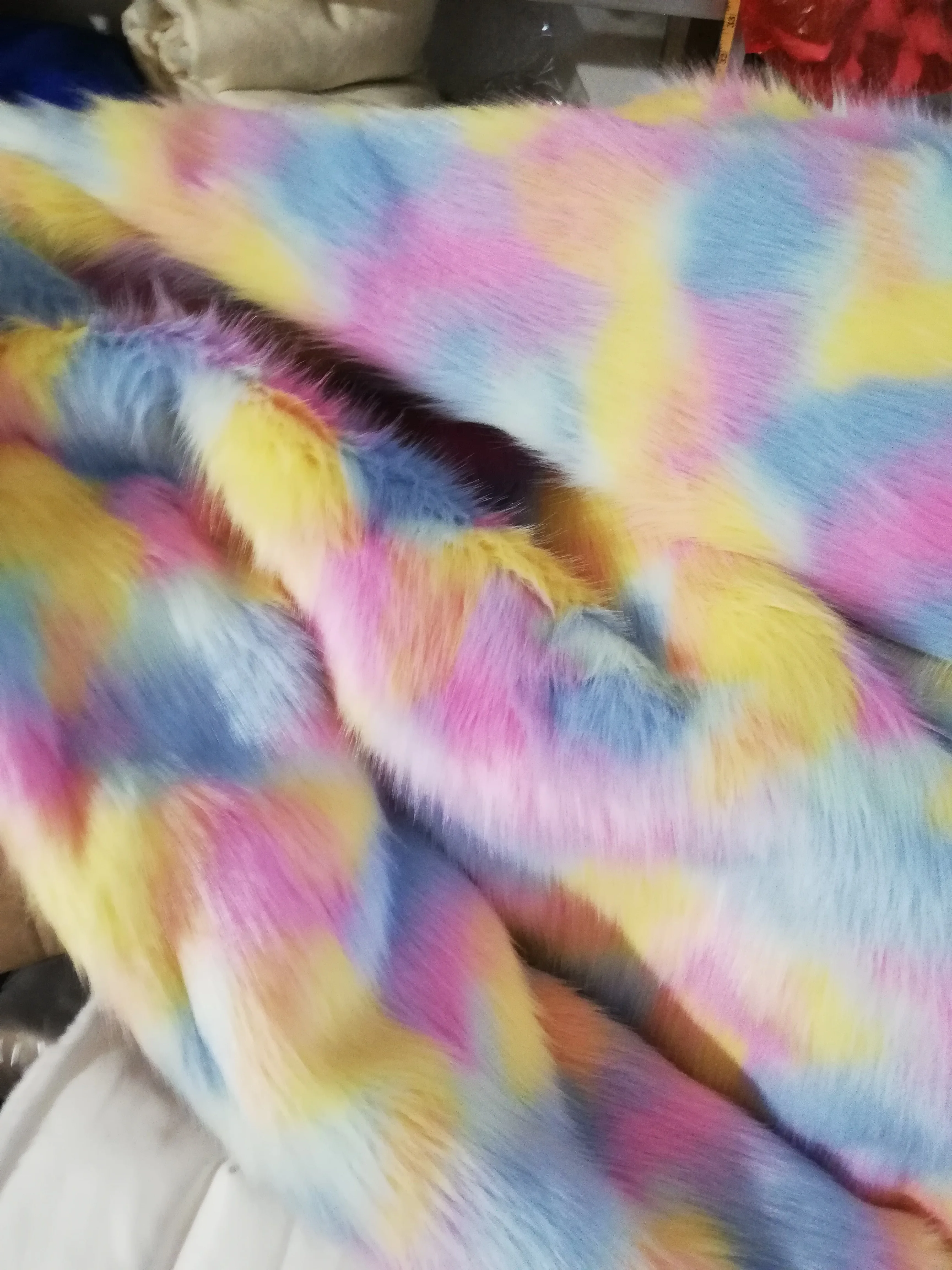 Жаккардовый плюшевый ворс из радужного лисьего меха 30 45 мм ткань искусственного