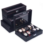 Боксы для часов из углеродного волокна, чехол со стеклом, черные кожаные боксы для хранения часов, мужские часы и ювелирные изделия, Подарочный демонстрационный чехол, держатель
