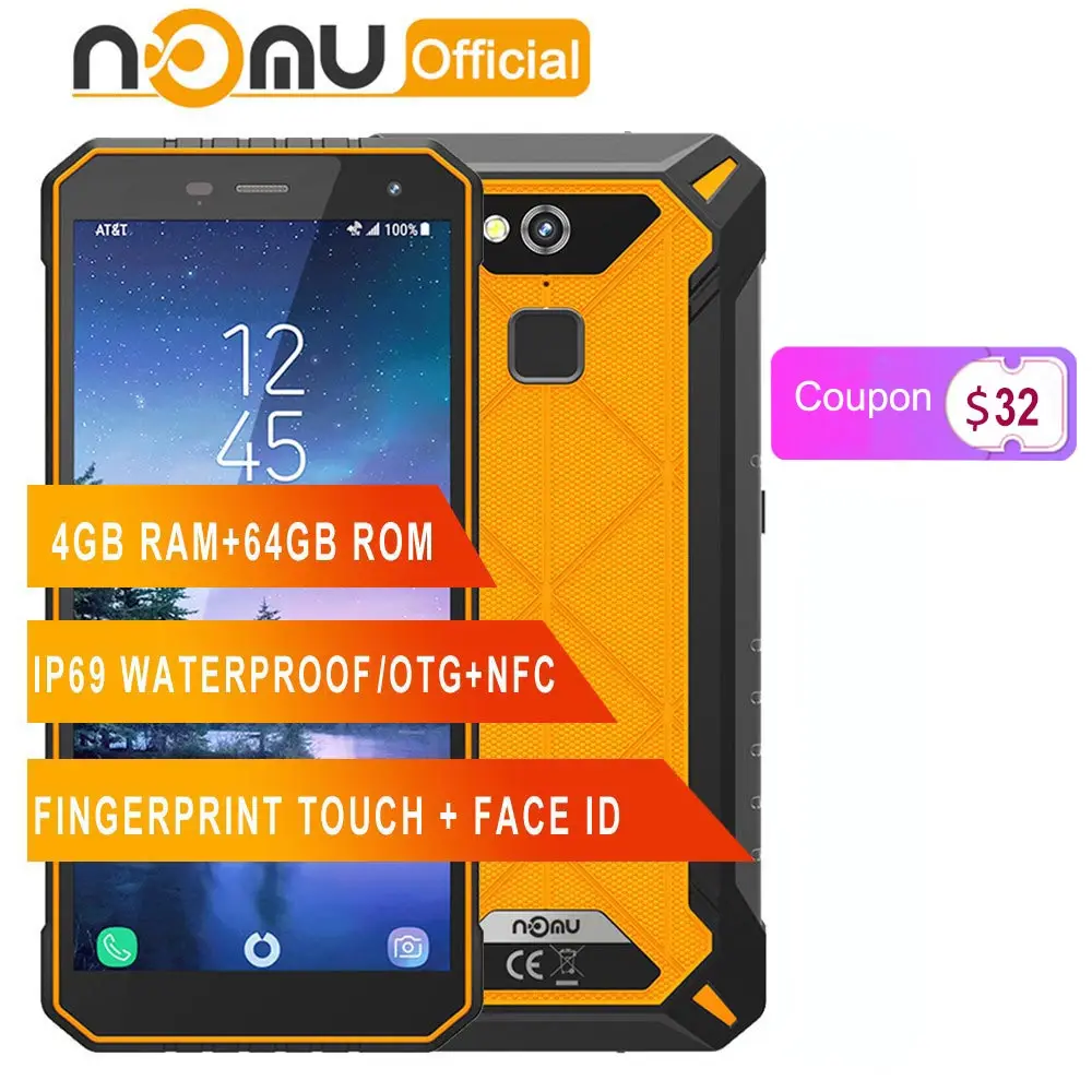 Ному S50 PRO IP69 Водонепроницаемый мобильных телефонов Android 8,1 5,7" HD+ Octa Core MTK6763 4 GB 64 GB NFC FACE ID 16MP 5000 mah смартфонов