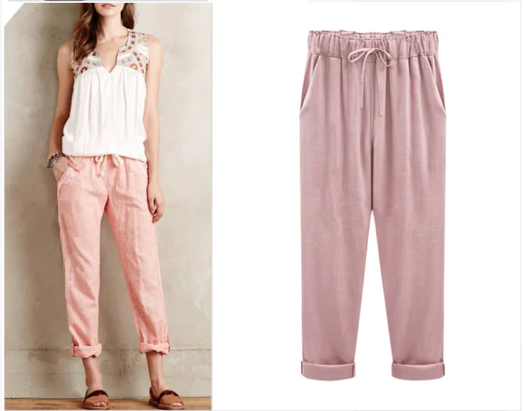 

Amazon.ebay.com's new European and American large size loose and thin cotton and hemp casual pants Harem Pants in summer of 2019