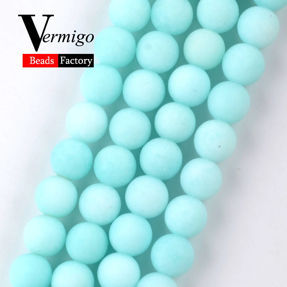 

Natural Dull Polished Blue Amazonite Round Spacer Beads For Jewelry Making DIY Necklace Bracelet 4mm-12mm Matte Loose Beads 15"