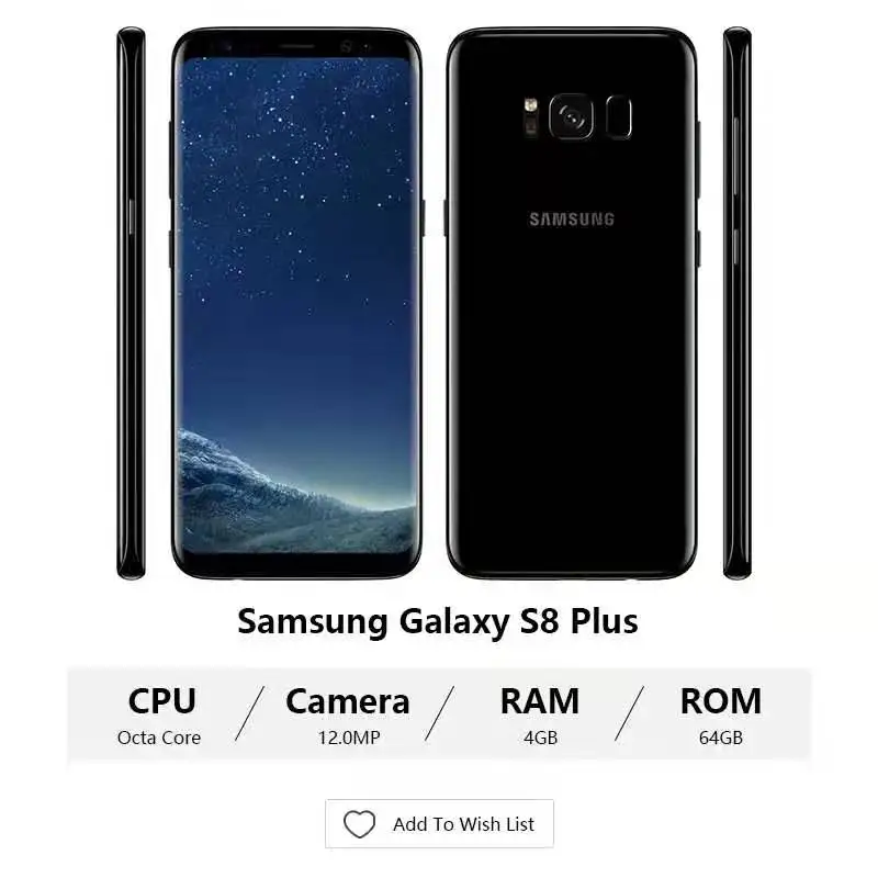 Разблокированный телефон Samsung Galaxy S8 Plus G955U/G955F 99% дюйма 4 Гб ОЗУ 64 ПЗУ Восьмиядерный