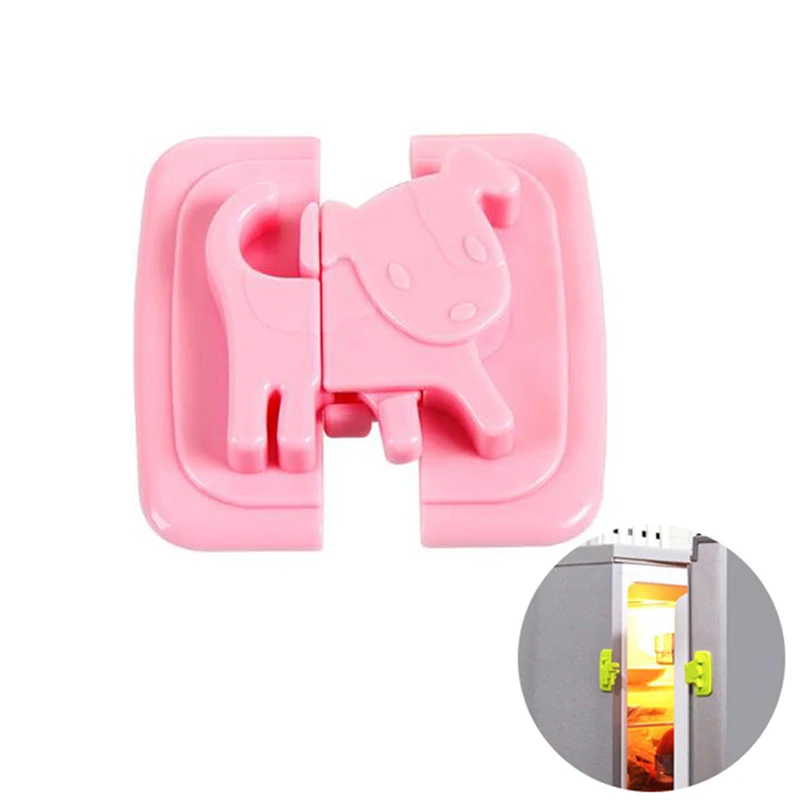 Cerraduras de seguridad con forma de cachorro, 1 unidad, para puerta de refrigeradores, protecci&oacute;n segura para beb&eacute;, feliz-0