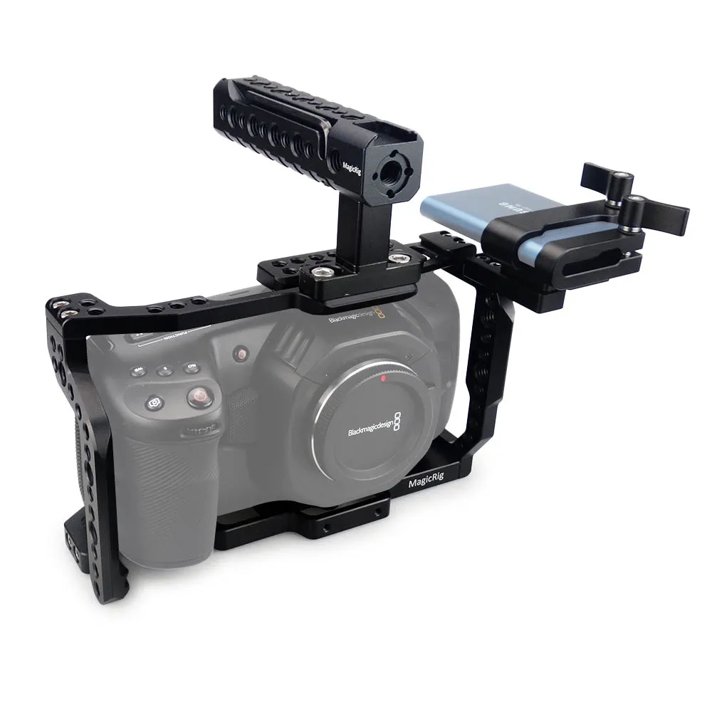 MAGICRIG портативная клетка для камеры с ручкой NATO + T5 SSD зажим карт Blackmagic Pocket Cinema Camera