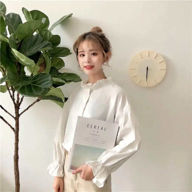 Женская свободная белая рубашка винтажные топы в японском стиле Повседневная