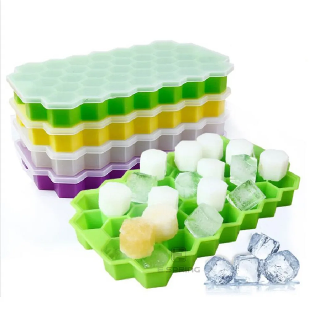 

BPA Free Honeycomb Ice Cube Tray Ice Cube Maker Mold with Lid Whisky Freezing Soup Salad Summer Cold Drink DIY Bar Tools