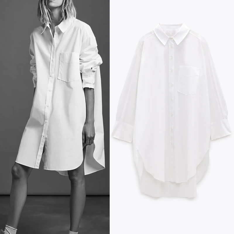 

Za 2021 Women Casual Blouse Solid Oversize Tops Long Sleeve Button Up Shirts Fashion Cotton Single Breasted Blouses Lady Office