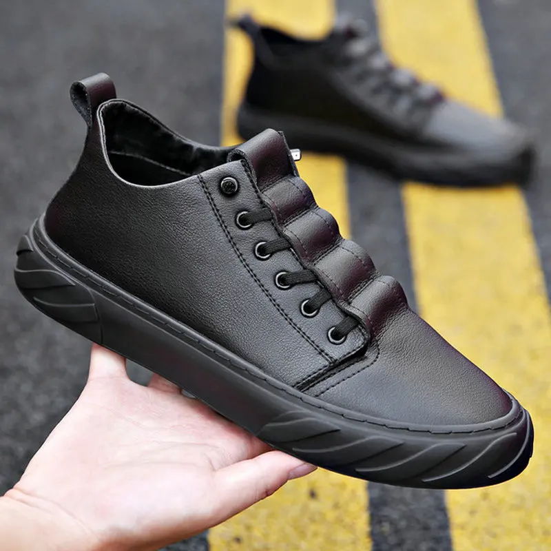 Мужская Повседневная дышащая обувь черные и белые кроссовки на шнуровке A11-87Z