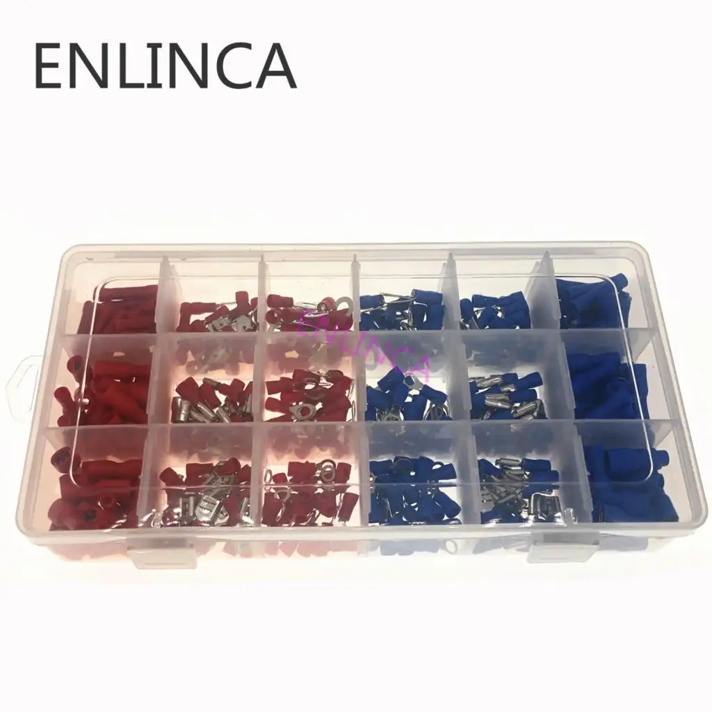 

360 pcs Insulated Cable Connector Electrical Wire Assorted Crimp Spade Butt Ring Fork Set Ring Lugs Rolled Terminals Kit