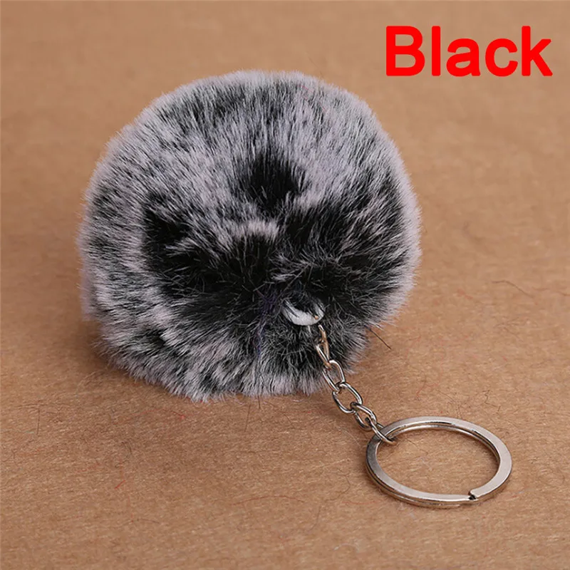 Брелок с помпоном из белого меха Женский цепочка для ключей сумки 8 см 1 мяч 2