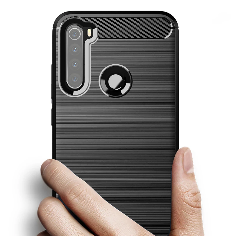 Чехол для Xiaomi Redmi Note 8T матовый мягкий силиконовый бампер из углеродного волокна