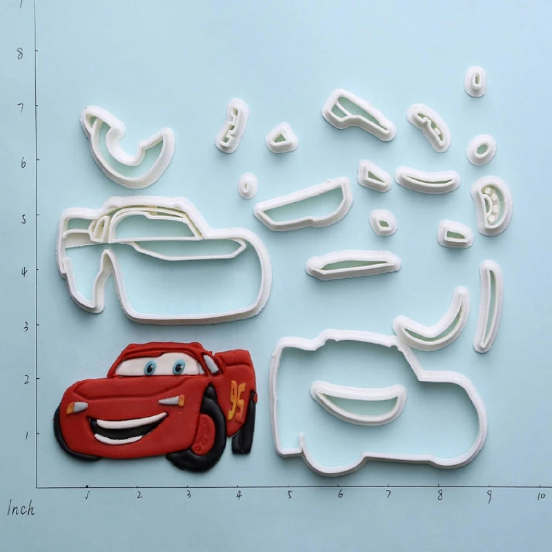 Пластиковые формы для украшения и нарезки печенья в гоночной машине с 3D принтом