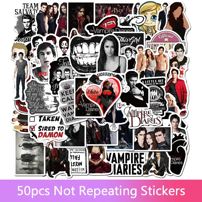 

50Pcs American Fantasy TV Series The Vampire Diaries Stickers For Toy Luggage Laptop Skateboard Scrapbook Mobile Phone Stickers