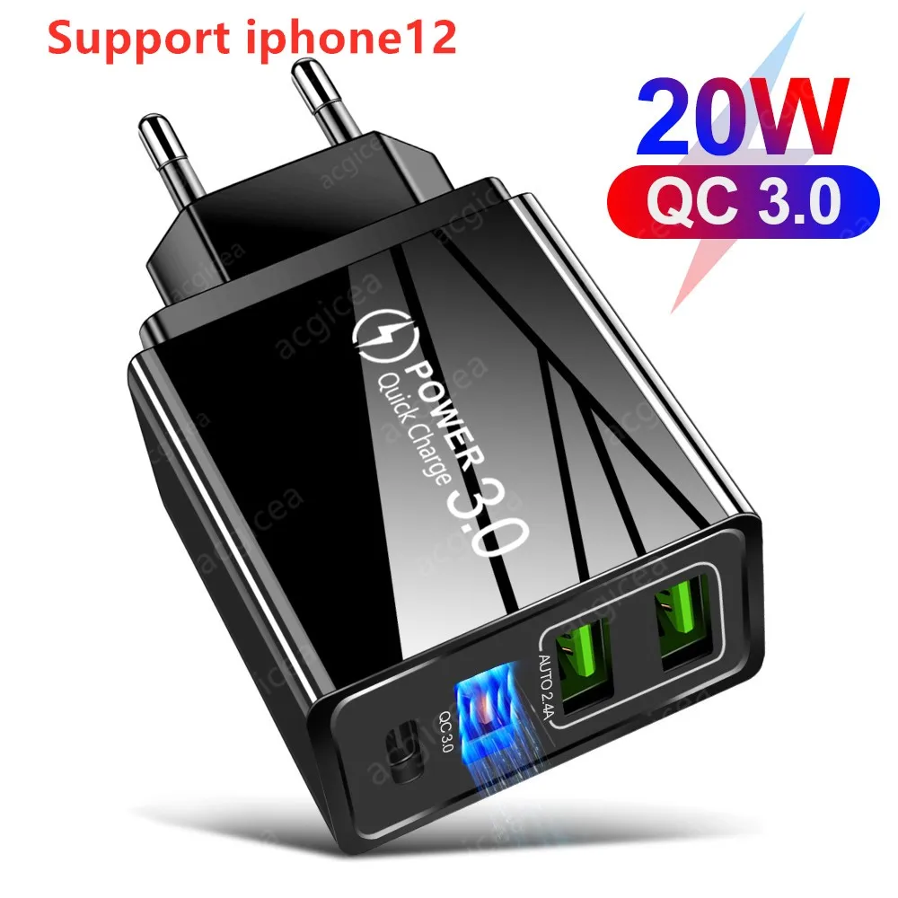 Быстрая зарядка 3 0 PD Зарядное устройство USB универсальный 30 Вт Кабель с разъемом