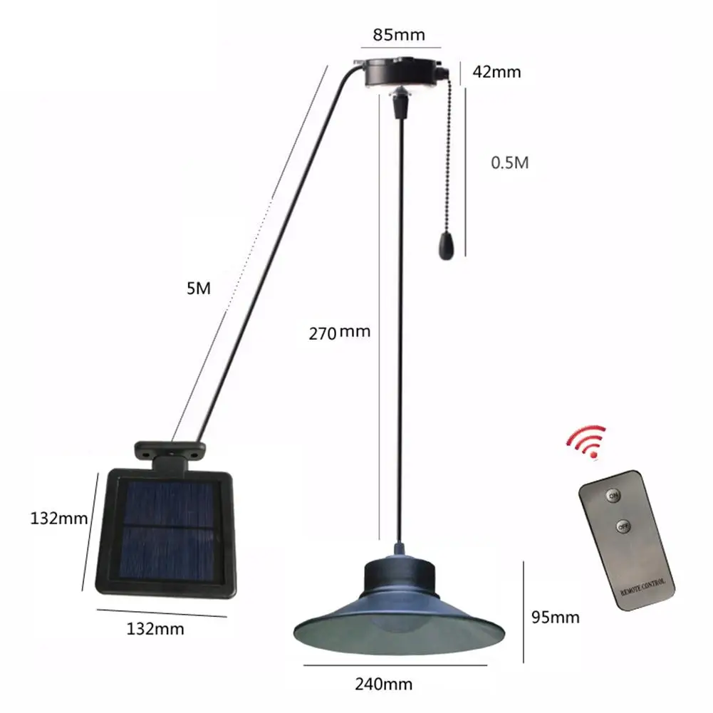 

Solar Power LED Chandelier Aluminum and ABS 6V 1.5W Modern Style Household Outdoor Garden Yard Hanging Lamp with Remote Control