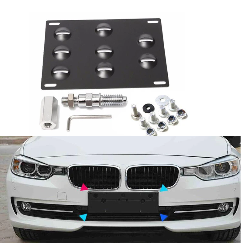 

Tow Hook Bracket License Plate Holder Mount License Plate Relocator Frame for BMW E61 E63 E65 E82 E85 E88 3 5 6 8 Z Series