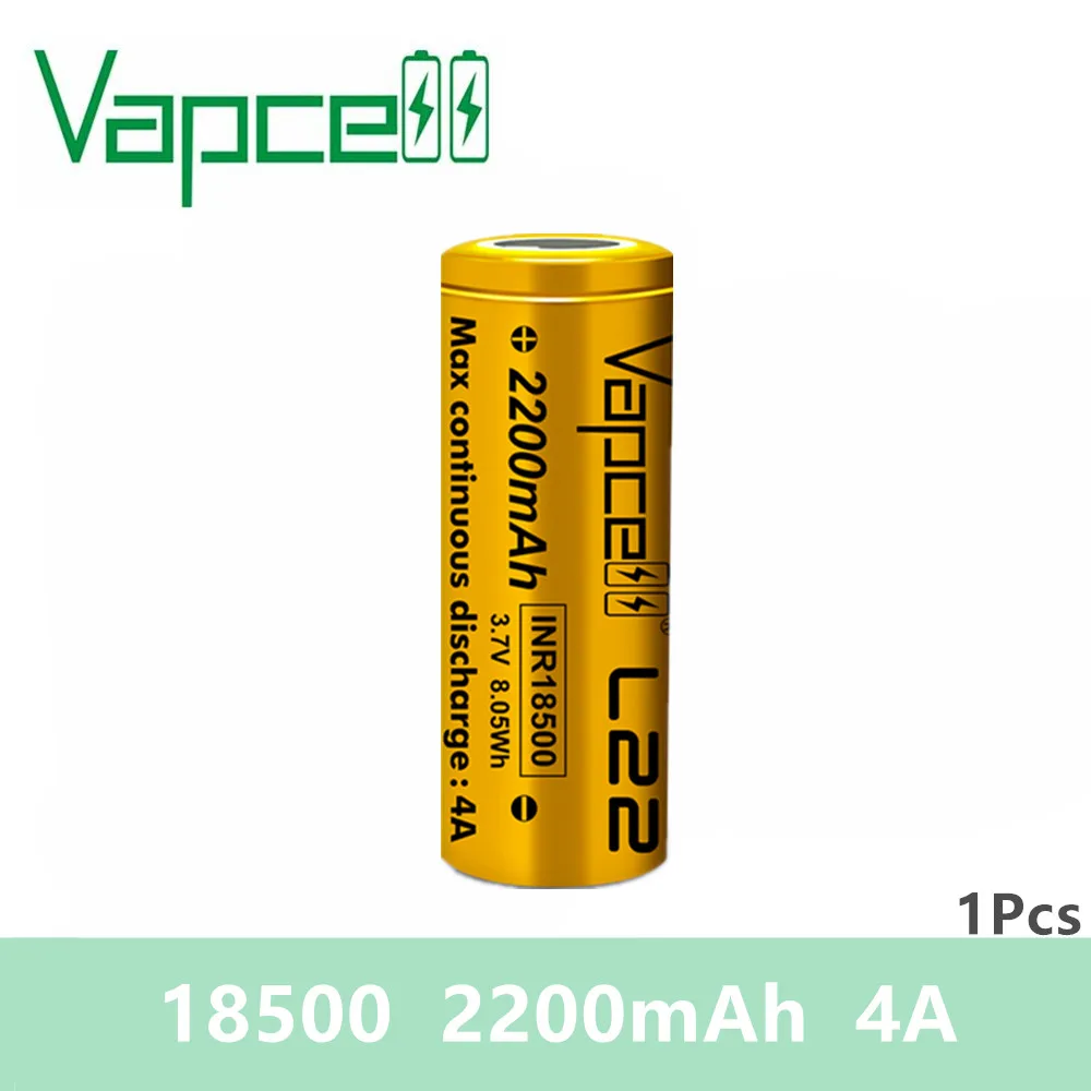 Бесплатная доставка 1 шт. Vapcell INR18500 2200 мАч 4A L22 8.05Wh высокая емкость 3 .7 в