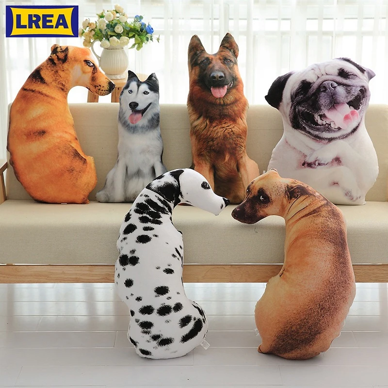 LREA, новинка, 50 см, cojines, плюшевая, 3D, подушка для собаки, симпатичная, имитирующая форму, подушка для спальни, дивана, украшения для дома