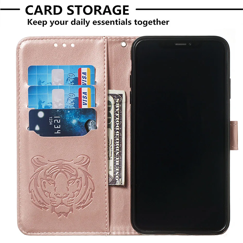 Luxury 3D Tiger Leather Flip Cover For iPhone Xs Max XR X 8 7 6 6S Plus 8Plus 7Plus Wallet Case Card Holder Shell Stand Bags | Мобильные