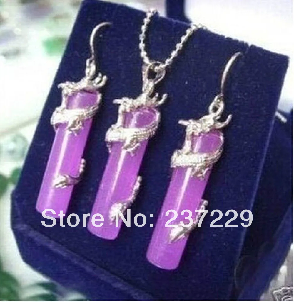 

Wholesale price ^^^^Charming Purple stone dragon earring pendant Necklace set