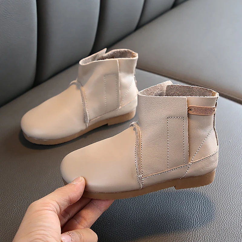 Dolakids/осенние кожаные ботильоны принцессы в Корейском стиле для девочек Детские