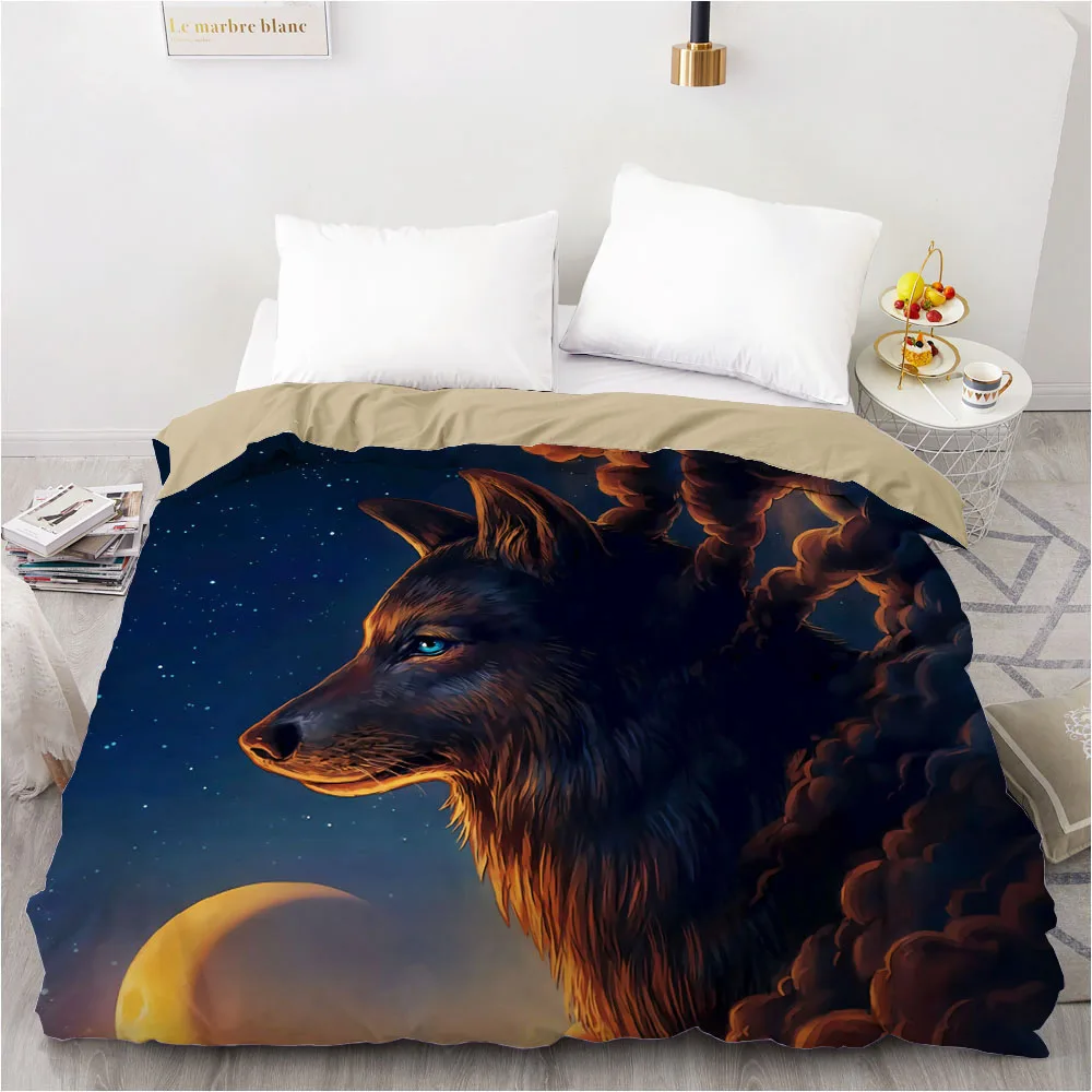3D пододеяльник покрывало одеяло чехол черный 210x210 см King Size животные дизайн волк