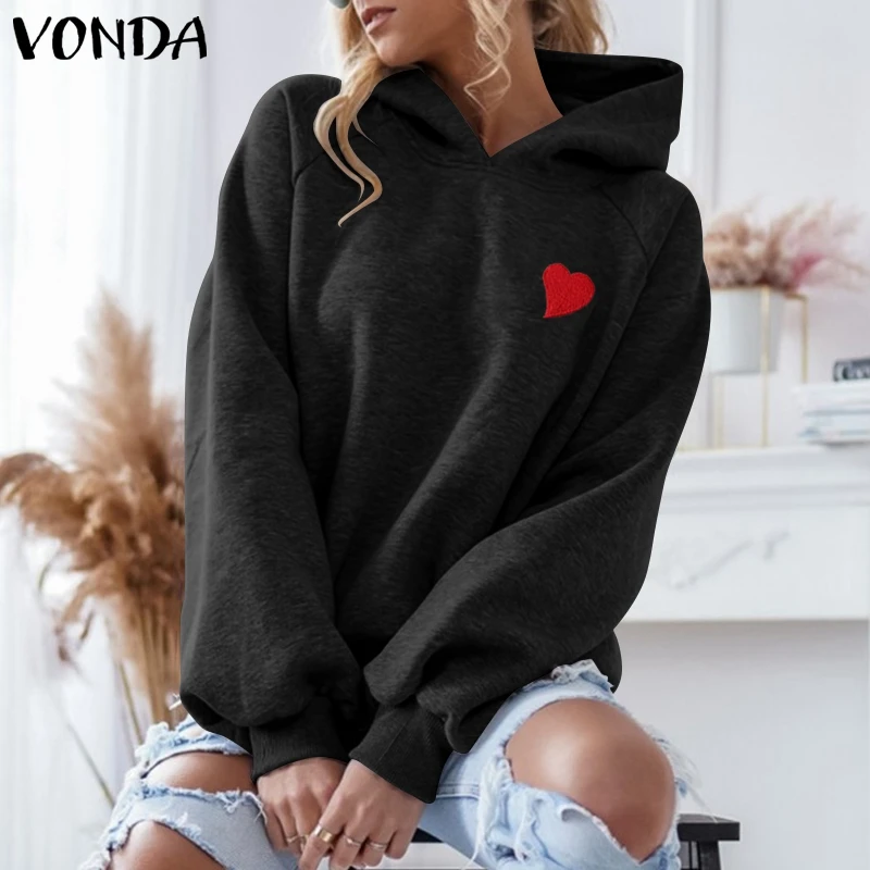 

Women Hoodies Casual Harajuku Heart Printed Sweartshirts VONDA Hoodie Autumn Winter Female Hoodies Women Long Sleeve Clothing