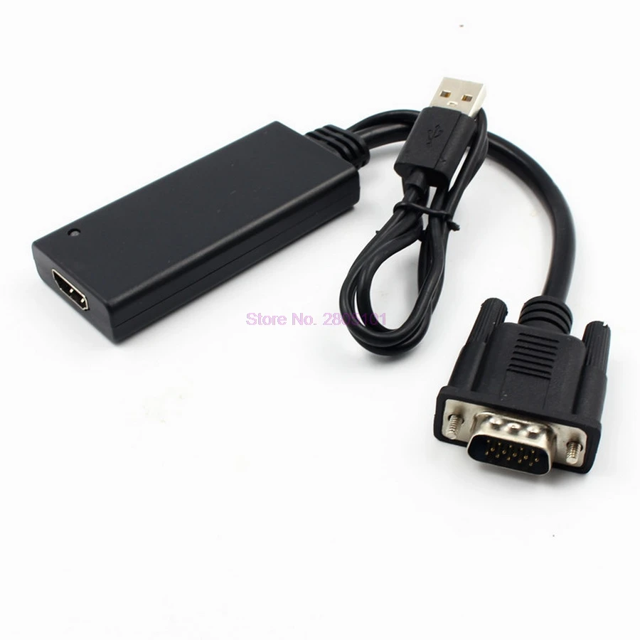 Dhl или fedex 50 шт. VGA к HDMI с кабелем конвертера Auido VGA2HDMI USB звуковой IC и адаптером