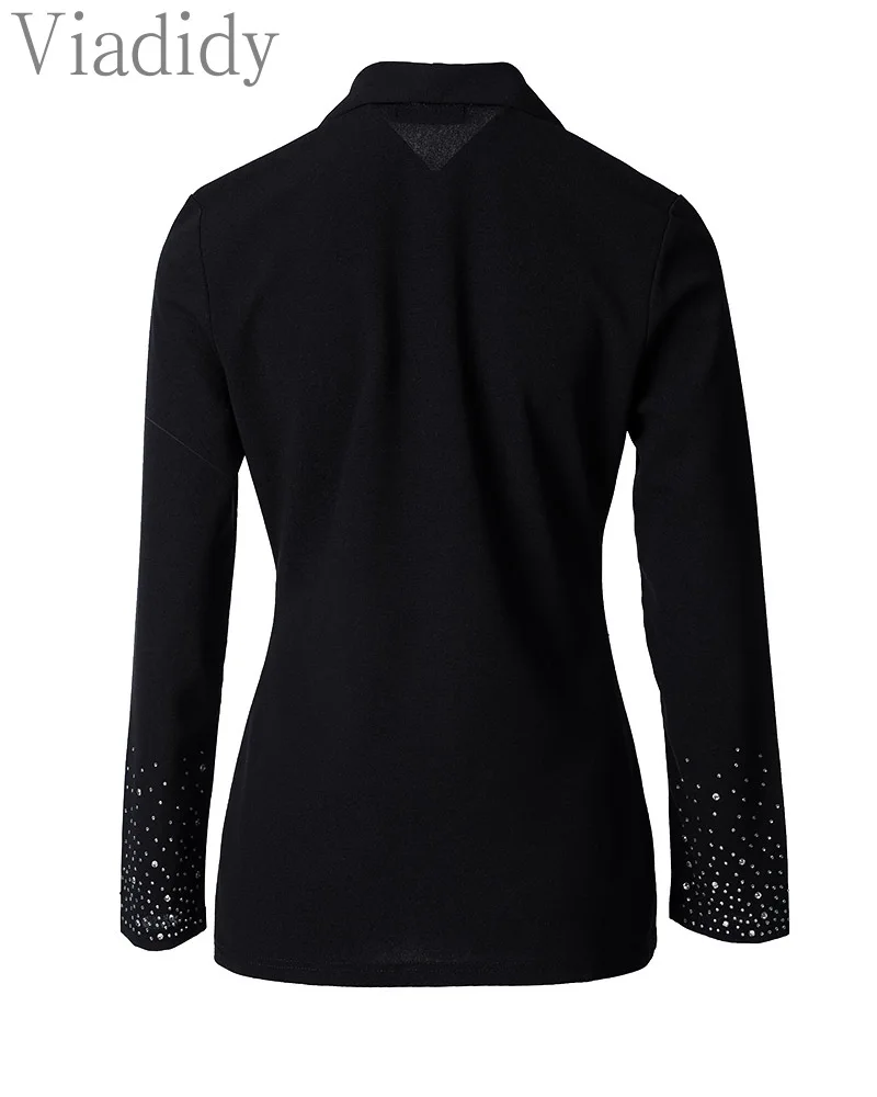 Женский элегантный Блейзер Стразы с воротником-шалью и длинным рукавом